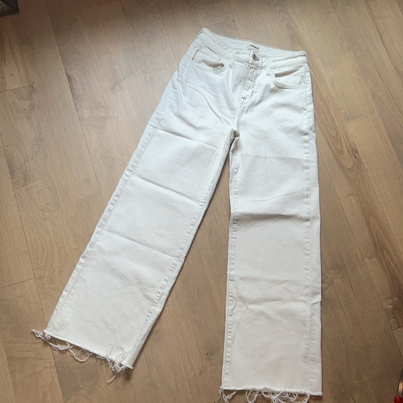 NWOT L’AGENCE Danica Wide Leg High Rise crop Jeans Macadamia - Picture 5 of 12